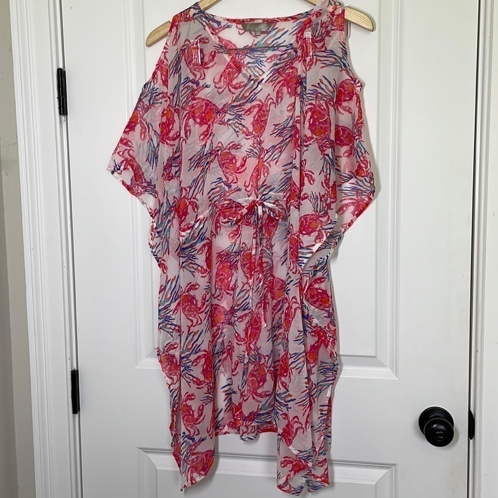 The Royal Standard Women’s Sheer Beach Coverup Pink/Blue S/M
